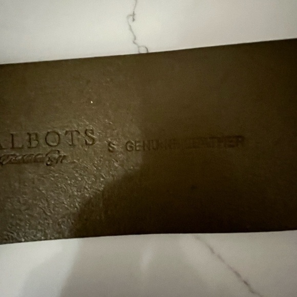 Talbots Wide Genuine Leather Olive Belt Brass and Leather Buckle Size Small - Picture 5 of 8